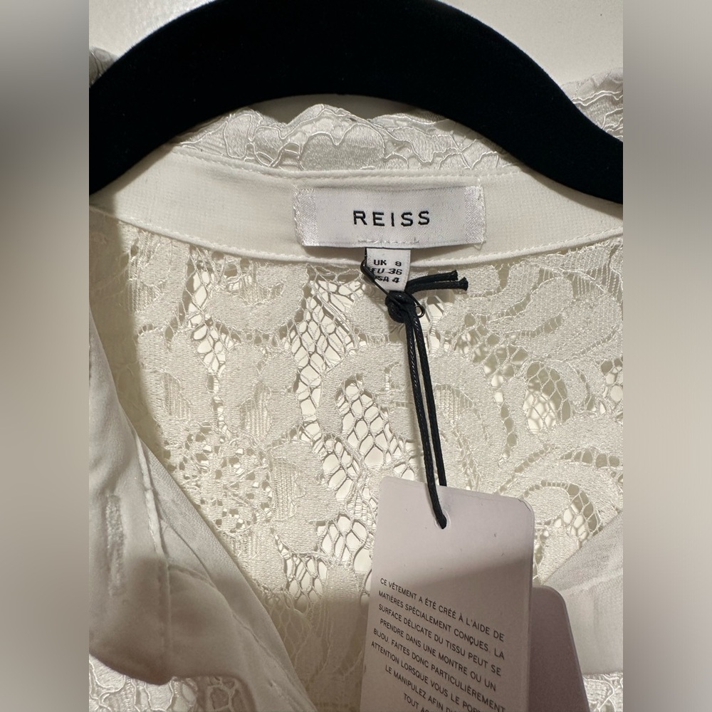 NWT REISS Yasi Lace Blouse Off White US Size 4 - Picture 3 of 8